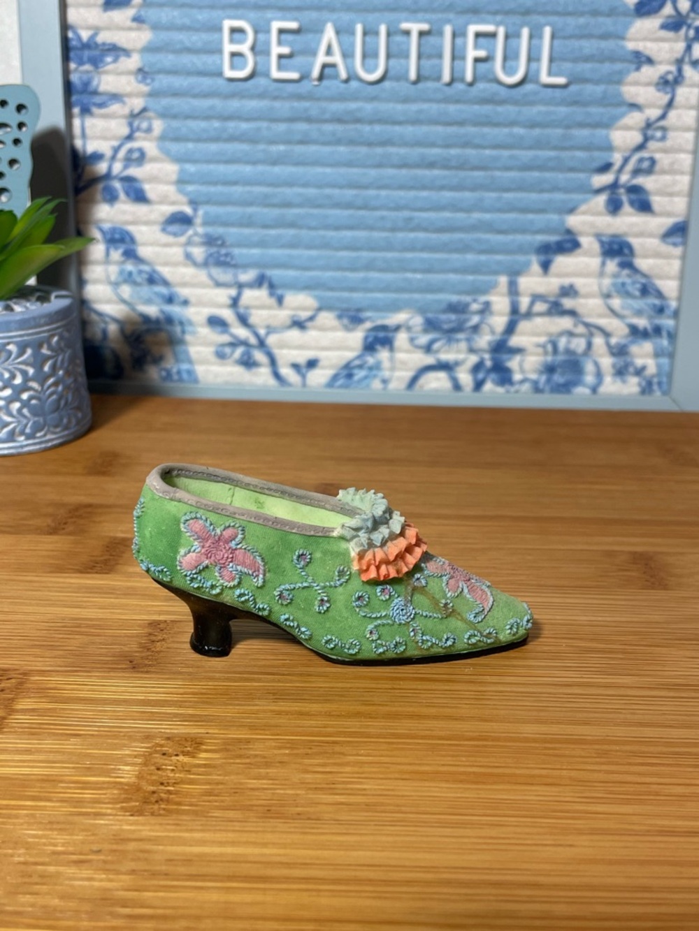 Vintage Resin Victorian Style Bootie Figurine